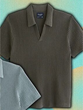 Abercrombie Plisse Johnny Collar Sweater Polo